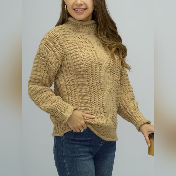 Women's Winter Warm Cable-Knit Mock Neck Sweater SALE 20%OFF+Discounted Shipping - Picture 6 of 6